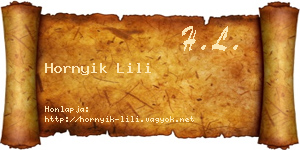 Hornyik Lili névjegykártya